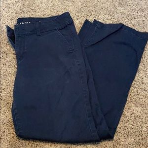 American Eagle Navy kickboot khakis